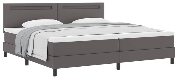 Krevet s opruga kutije Siva 200 x 200 cm Umjetna koža - Siva / 200 x 200 cm