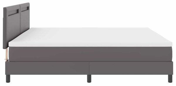 Krevet s opruga kutije Siva 200 x 200 cm Umjetna koža - Siva / 200 x 200 cm