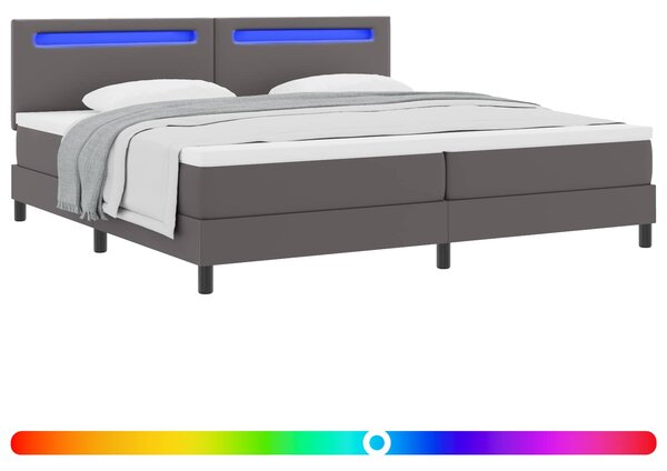 Krevet s opruga kutije Siva 200 x 200 cm Umjetna koža - Siva / 200 x 200 cm