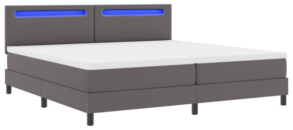 Krevet s opruga kutije Siva 200 x 200 cm Umjetna koža - Siva / 200 x 200 cm