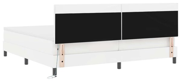Krevet s opruga kutije Bijelo 200 x 200 cm Umjetna koža - Bijela / 200 x 200 cm