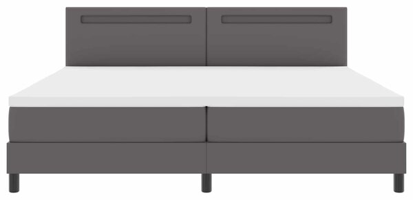 Krevet s opruga kutije Siva 200 x 200 cm Umjetna koža - Siva / 200 x 200 cm