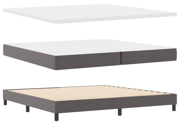 Krevet s opruga kutije Siva 200 x 200 cm Umjetna koža - Siva / 200 x 200 cm