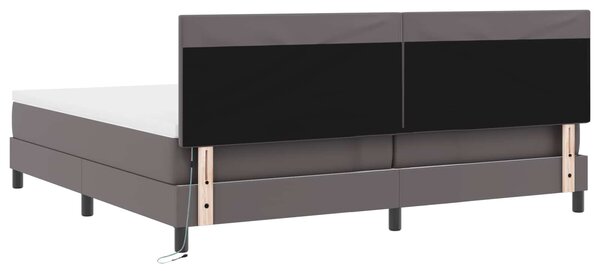 Krevet s opruga kutije Siva 200 x 200 cm Umjetna koža - Siva / 200 x 200 cm