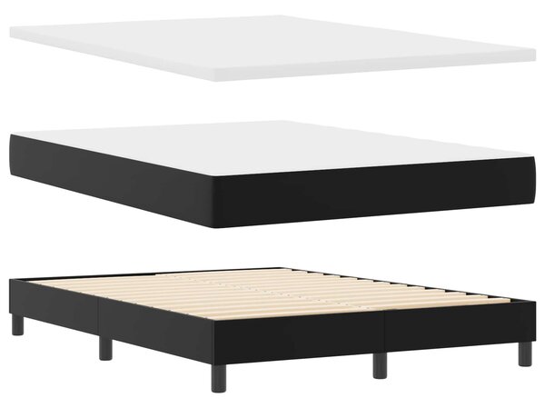 Krevet s opruga kutije Crna 140 x 190 cm Umjetna koža - Crna / 140 x 190 cm