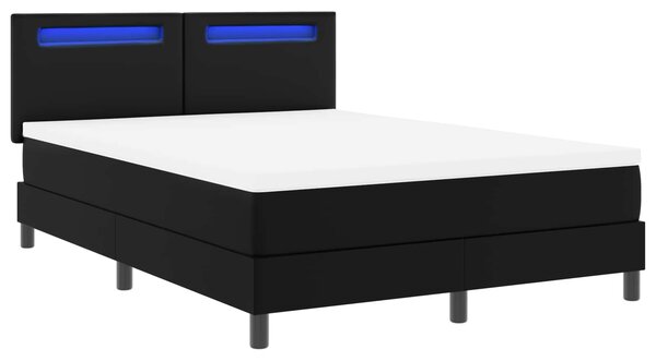 Krevet s opruga kutije Crna 140 x 190 cm Umjetna koža - Crna / 140 x 190 cm