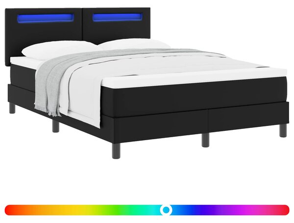 Krevet s opruga kutije Crna 140 x 190 cm Umjetna koža - Crna / 140 x 190 cm