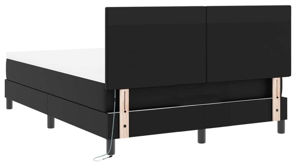 Krevet s opruga kutije Crna 140 x 190 cm Umjetna koža - Crna / 140 x 190 cm