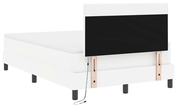 Krevet s opruga kutije Bijelo 120 x 190 cm Umjetna koža - Bijela / 120 x 190 cm