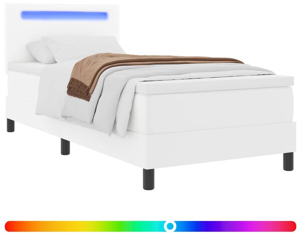 Krevet s opruga kutije Bijelo 100 x 200 cm Umjetna koža - Bijela / 100 x 200 cm