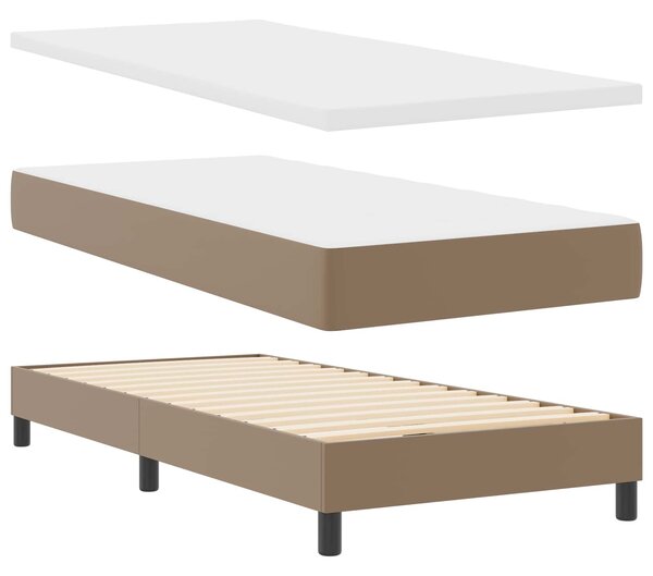 Krevet s opruga kutije Boja cappuccina 90 x 200 cm Umjetna koža - Smeđa / 90 x 200 cm