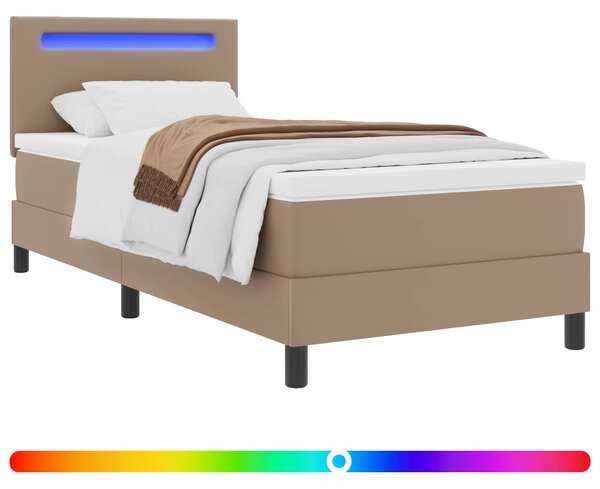 Krevet s opruga kutije Boja cappuccina 90 x 200 cm Umjetna koža - Smeđa / 90 x 200 cm