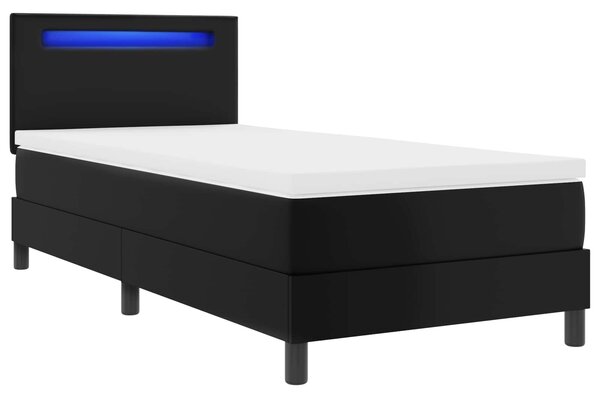 Krevet s opruga kutije s madracem Crna 90 x 200 cm Umjetna koža - Crna / 90 x 200 cm