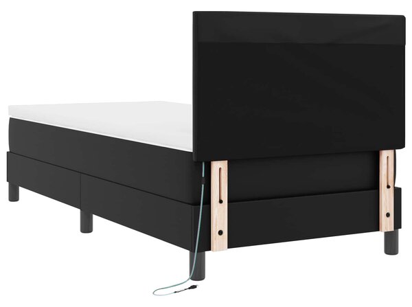 Krevet s opruga kutije s madracem Crna 90 x 200 cm Umjetna koža - Crna / 90 x 200 cm
