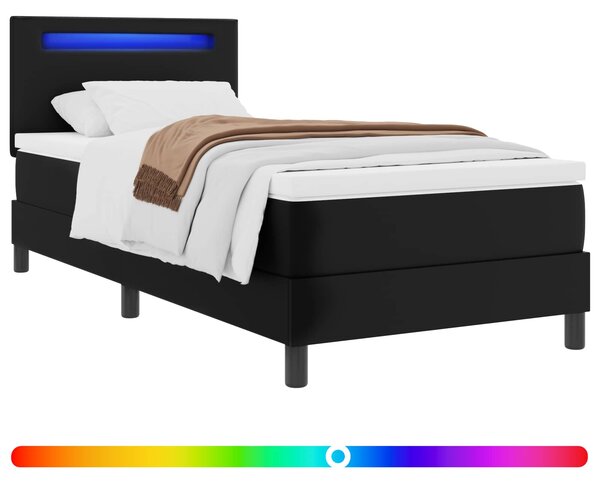 Krevet s opruga kutije s madracem Crna 90 x 200 cm Umjetna koža - Crna / 90 x 200 cm