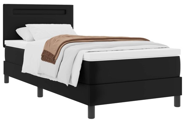 Krevet s opruga kutije s madracem Crna 90 x 200 cm Umjetna koža - Crna / 90 x 200 cm
