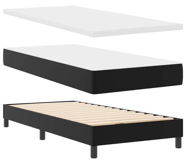 Krevet s opruga kutije s madracem Crna 90 x 200 cm Umjetna koža - Crna / 90 x 200 cm