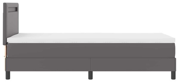Krevet s opruga kutije s madracem Siva 90 x 200 cm Umjetna koža - Siva / 90 x 200 cm