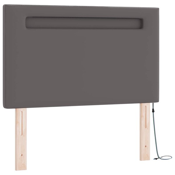 Krevet s opruga kutije s madracem Siva 90 x 200 cm Umjetna koža - Siva / 90 x 200 cm