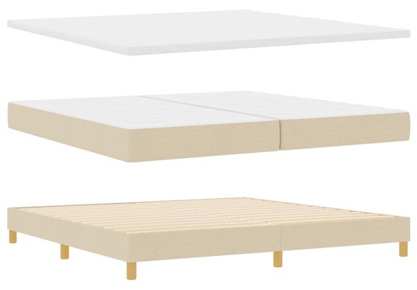 Krevet s opruga kutije s jastukom Krema 200 x 200 cm tkanina - Krem / 200 x 200 cm