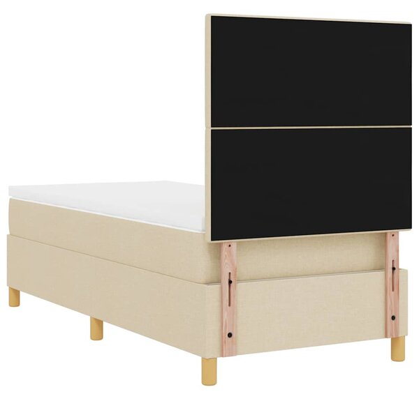 Krevet s opruga kutije s uzglavljem Krema 90 x 190 cm tkanina - Krem / 90 x 190 cm