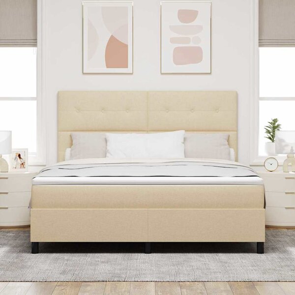 Krevet s opruga kutije s uzglavljem Krema 180 x 200 cm tkanina - Krem / 180 x 200 cm