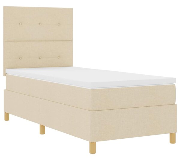 Krevet s opruga kutije s uzglavljem Krema 90 x 190 cm tkanina - Krem / 90 x 190 cm