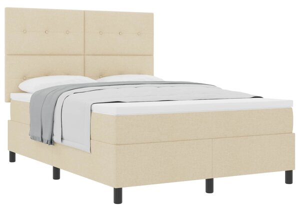 Krevet s opruga kutije s uzglavljem Krema 140 x 190 cm tkanina - Krem / 140 x 190 cm
