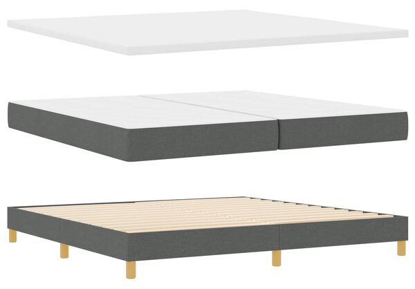 Krevet s opruga kutije Tamno siva 200 x 200 cm tkanina - Siva / 200 x 200 cm
