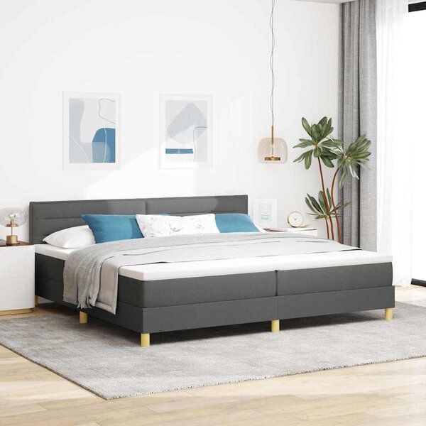 Krevet s opruga kutije Tamno siva 200 x 200 cm tkanina - Siva / 200 x 200 cm