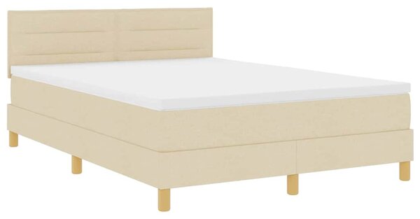 Krevet s opruga kutije s jastukom Krema 140 x 190 cm tkanina - Krem / 140 x 190 cm