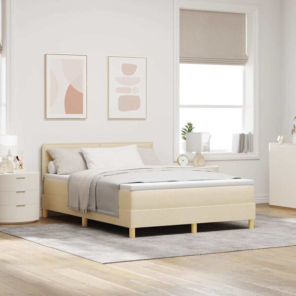 Krevet s opruga kutije s jastukom Krema 140 x 190 cm tkanina - Krem / 140 x 190 cm