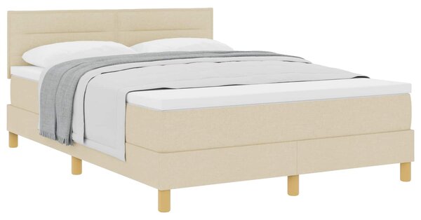 Krevet s opruga kutije s jastukom Krema 140 x 190 cm tkanina - Krem / 140 x 190 cm
