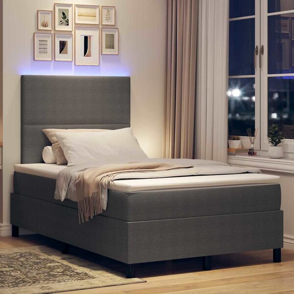 LED Box Spring Krevet Svijetlo siva i bijela. 120 x 190 cm - Siva / 120 x 190 cm