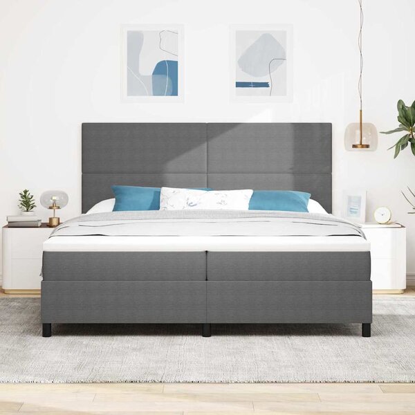 LED Box Spring Krevet Svijetlo siva i bijela. 200 x 200 cm - Siva / 200 x 200 cm