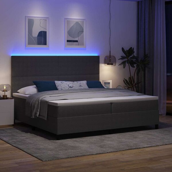 LED Box Spring Krevet Svijetlo siva i bijela. 200 x 200 cm - Siva / 200 x 200 cm