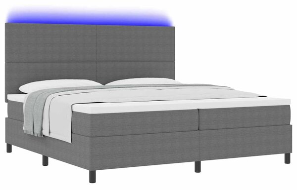 LED Box Spring Krevet Svijetlo siva i bijela. 200 x 200 cm - Siva / 200 x 200 cm