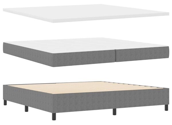 Krevet s opruga kutije Svijetlo siva i bijela. 200 x 200 cm - Siva / 200 x 200 cm