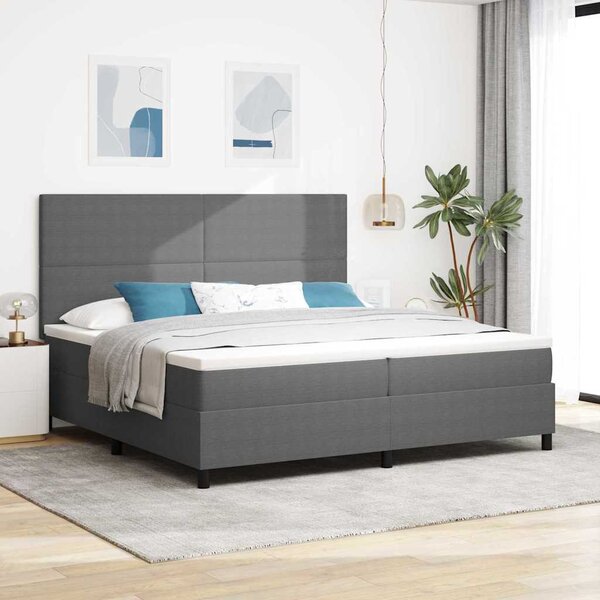 LED Box Spring Krevet Svijetlo siva i bijela. 200 x 200 cm - Siva / 200 x 200 cm