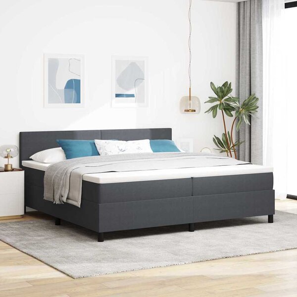 Krevet s opruga kutije Tamno siva i bijela 200 x 200 cm - Siva / 200 x 200 cm