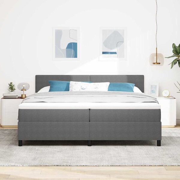 Krevet s opruga kutije Svijetlo siva i bijela. 200 x 200 cm - Siva / 200 x 200 cm