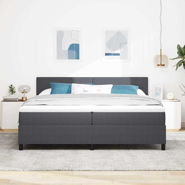 Krevet s opruga kutije Tamno siva i bijela 200 x 200 cm - Siva / 200 x 200 cm