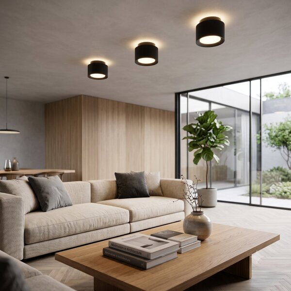 Näve LED stropna svjetiljka Trimes, Ø 11,5 cm, crna, CCT, postupno prigušivanje, prigušiva, Crno, Dnevni boravak/blagovaonica, Plastika
