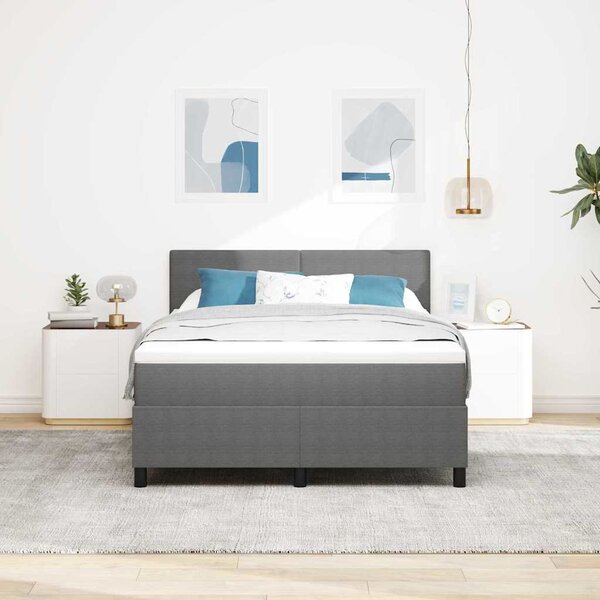 Krevet s opruga kutije Svijetlo siva i bijela. 140 x 190 cm - Svjetlosiva / 140 x 190 cm