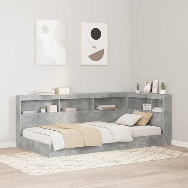 Krevet s policama Betonski sivi 75 x 190 cm Konstruirano drvo - Siva / 75 x 190 cm