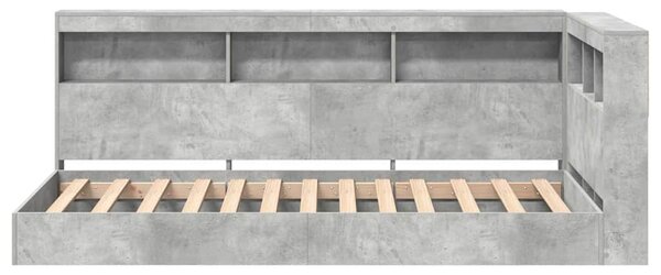 Krevet s policama Betonski sivi 75 x 190 cm Konstruirano drvo - Siva / 75 x 190 cm