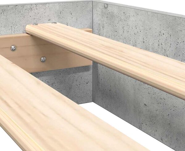 Krevet s policama Betonski sivi 75 x 190 cm Konstruirano drvo - Siva / 75 x 190 cm
