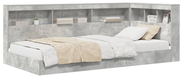 Krevet s policama Betonski sivi 75 x 190 cm Konstruirano drvo - Siva / 75 x 190 cm