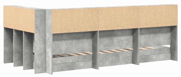 Krevet s policama Betonski sivi 75 x 190 cm Konstruirano drvo - Siva / 75 x 190 cm