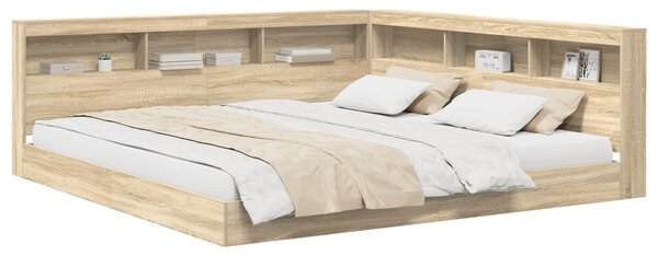 Krevet s policama sonoma hrast 180 x 200 cm Konstruirano drvo - Smeđa / 180 x 200 cm